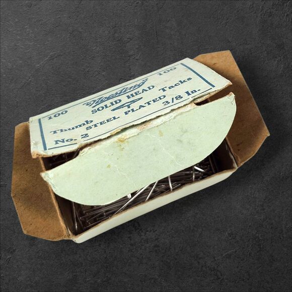 Lot of 6 Vintage Noesting Thumb Tacks Original Box West Germany USA Steel Read - Picture 5 of 9